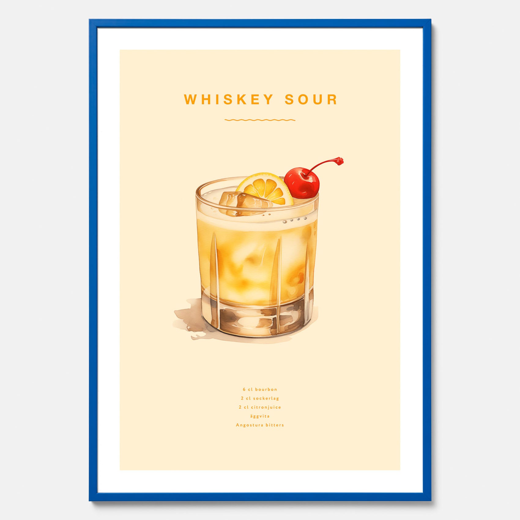 Tavla med poster med Whiskey Sour - Drinkposter