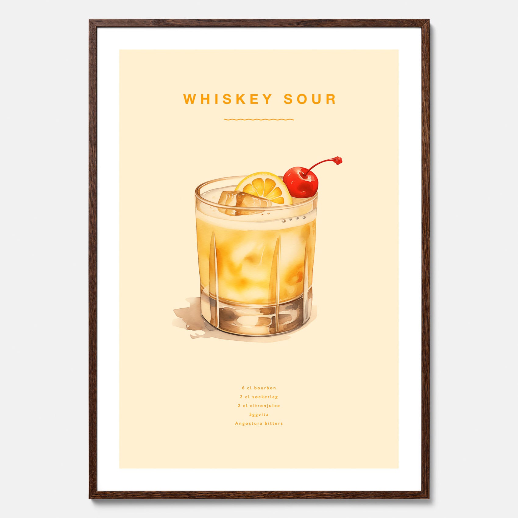 Tavla med poster med Whiskey Sour - Drinkposter