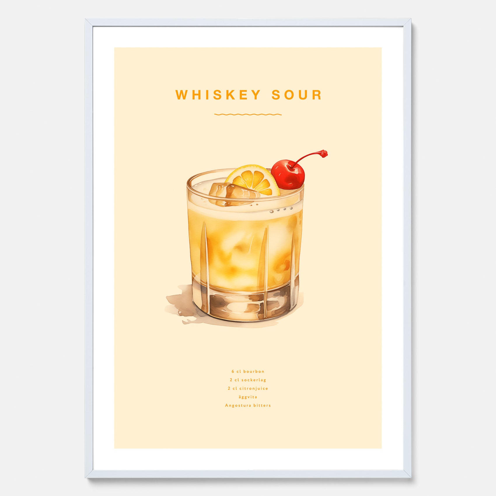 Tavla med poster med Whiskey Sour - Drinkposter