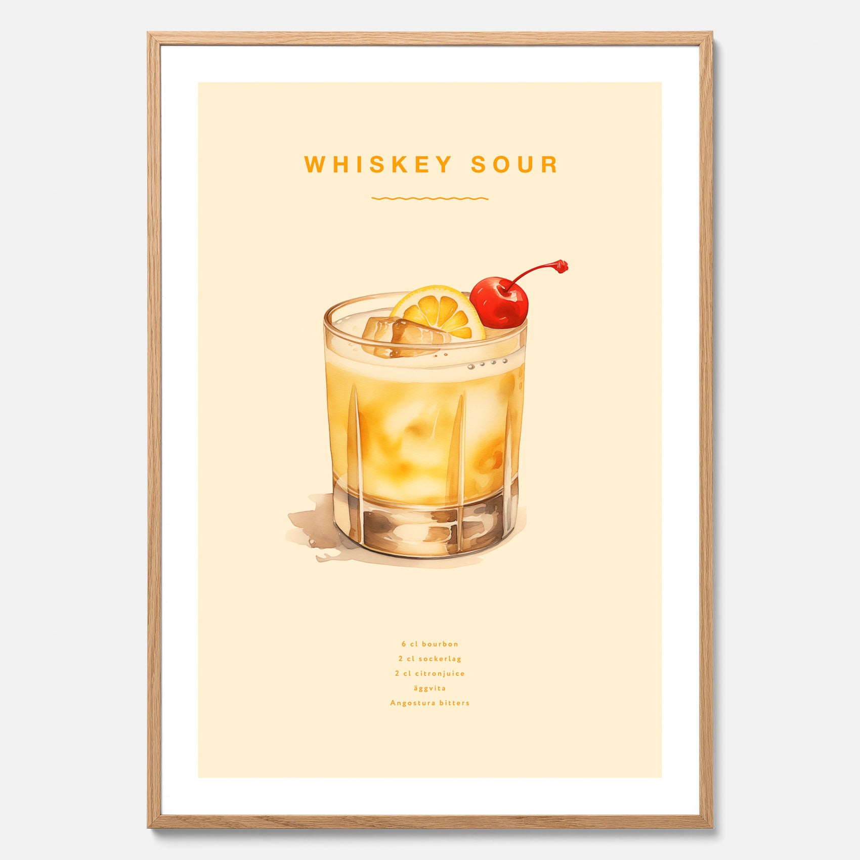 Tavla med poster med Whiskey Sour - Drinkposter
