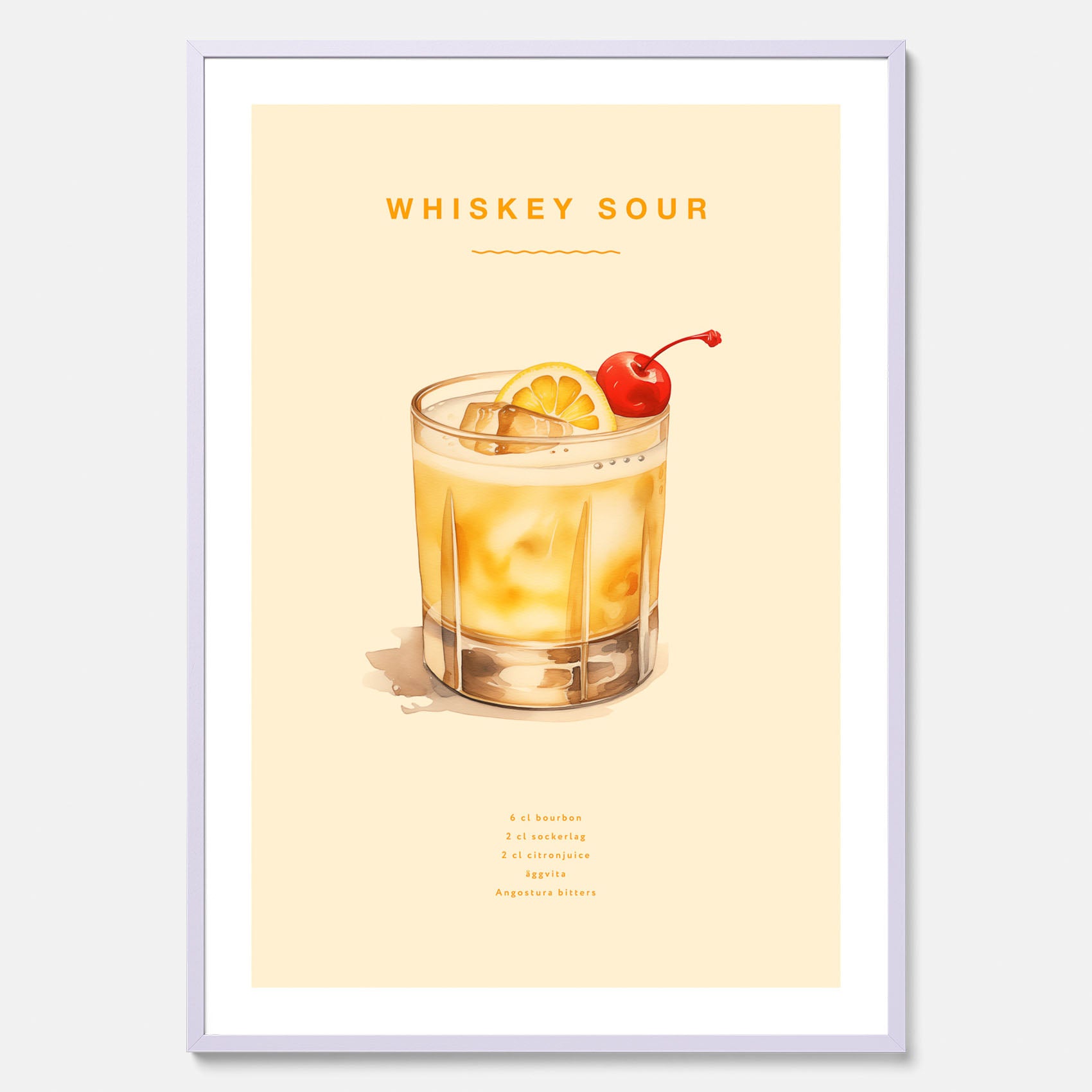 Tavla med poster med Whiskey Sour - Drinkposter