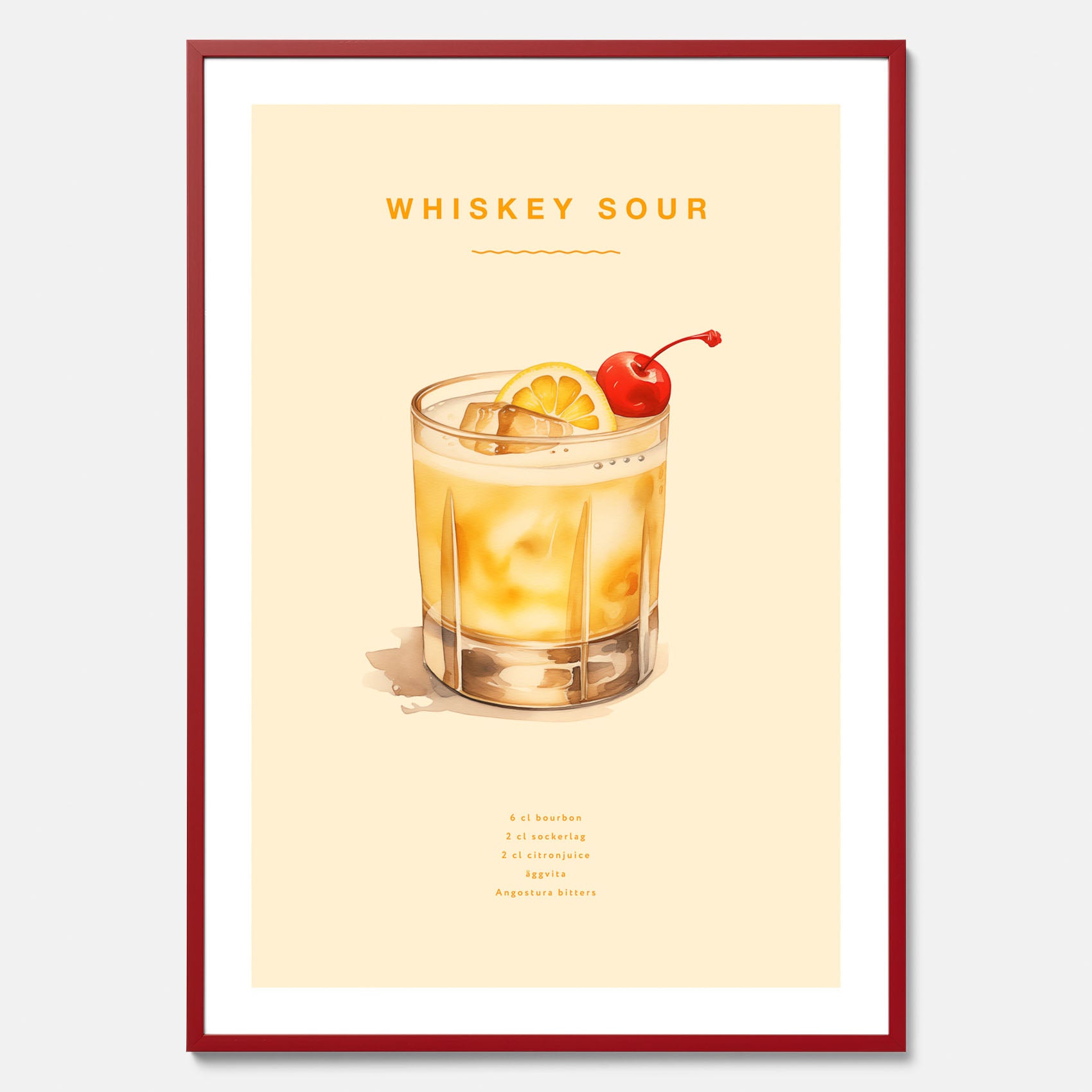 Tavla med poster med Whiskey Sour - Drinkposter