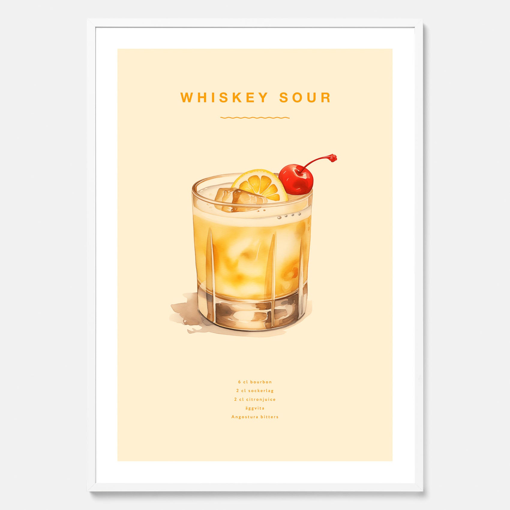 Tavla med poster med Whiskey Sour - Drinkposter