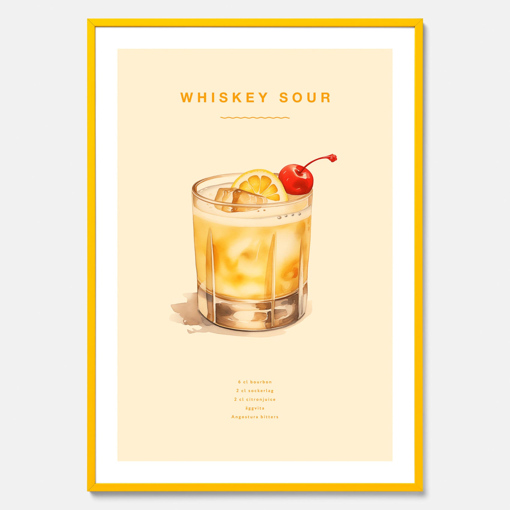 Tavla med poster med Whiskey Sour - Drinkposter