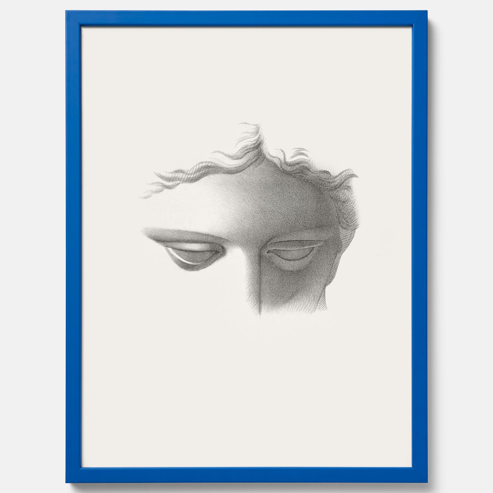 Vintageaffisch med en minimalistisk illustration av statyn Apollo di Belvedere av konstnären James Fuller Queen