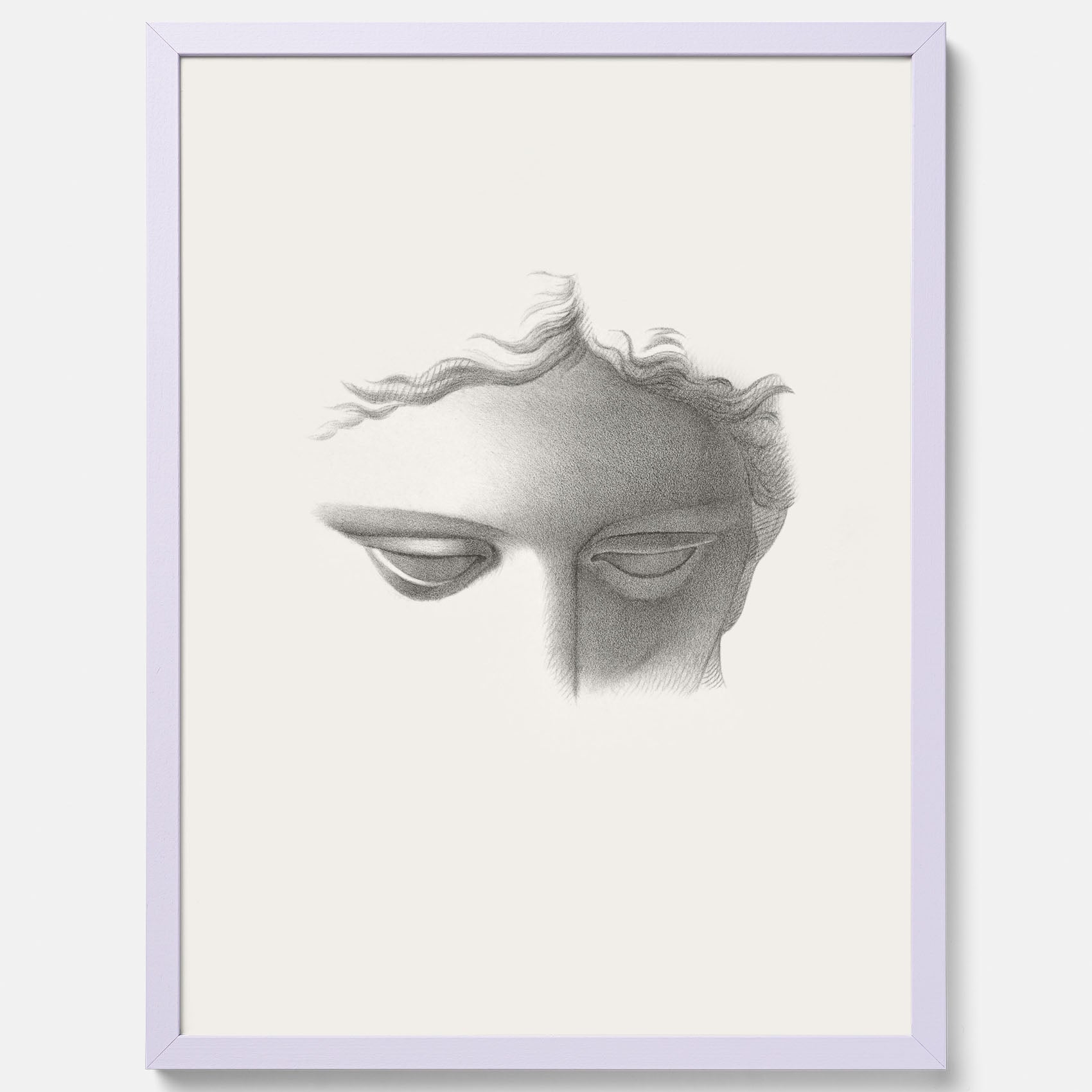 Vintageaffisch med en minimalistisk illustration av statyn Apollo di Belvedere av konstnären James Fuller Queen