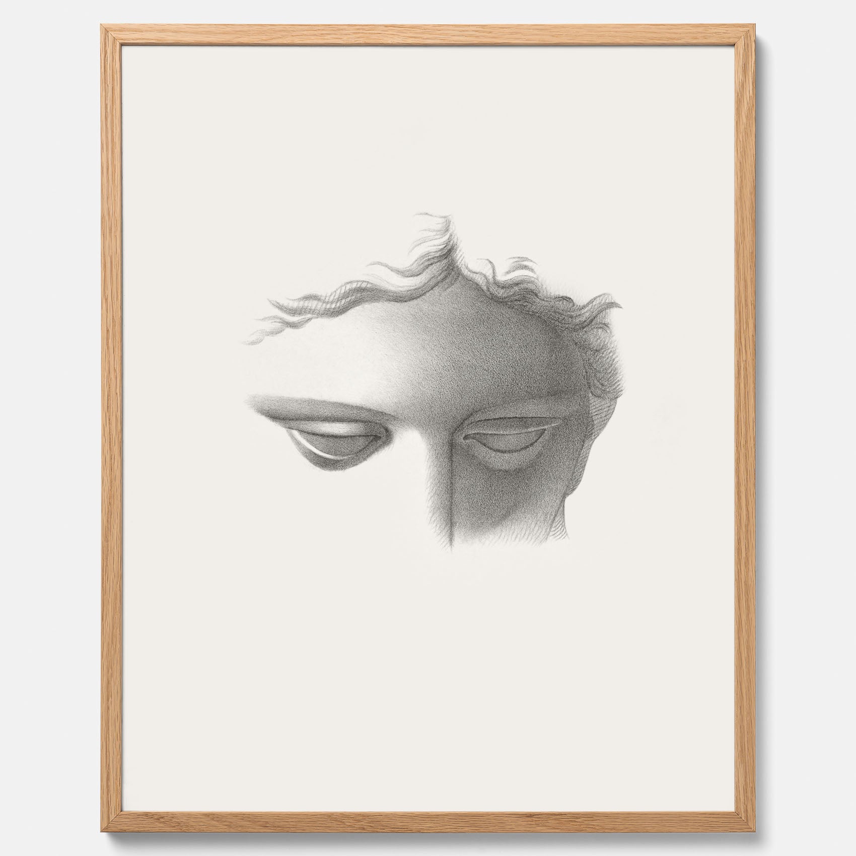 Vintageaffisch med en minimalistisk illustration av statyn Apollo di Belvedere av konstnären James Fuller Queen