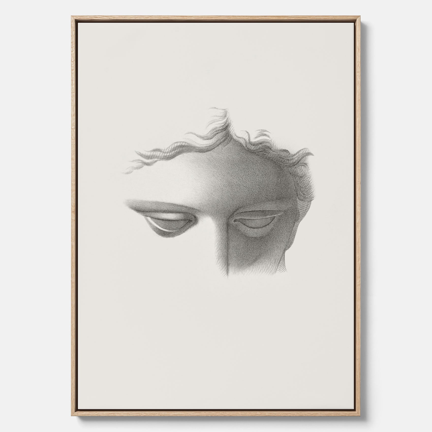 Vintageaffisch på canvas med en minimalistisk illustration av statyn Apollo di Belvedere av konstnären James Fuller Queen