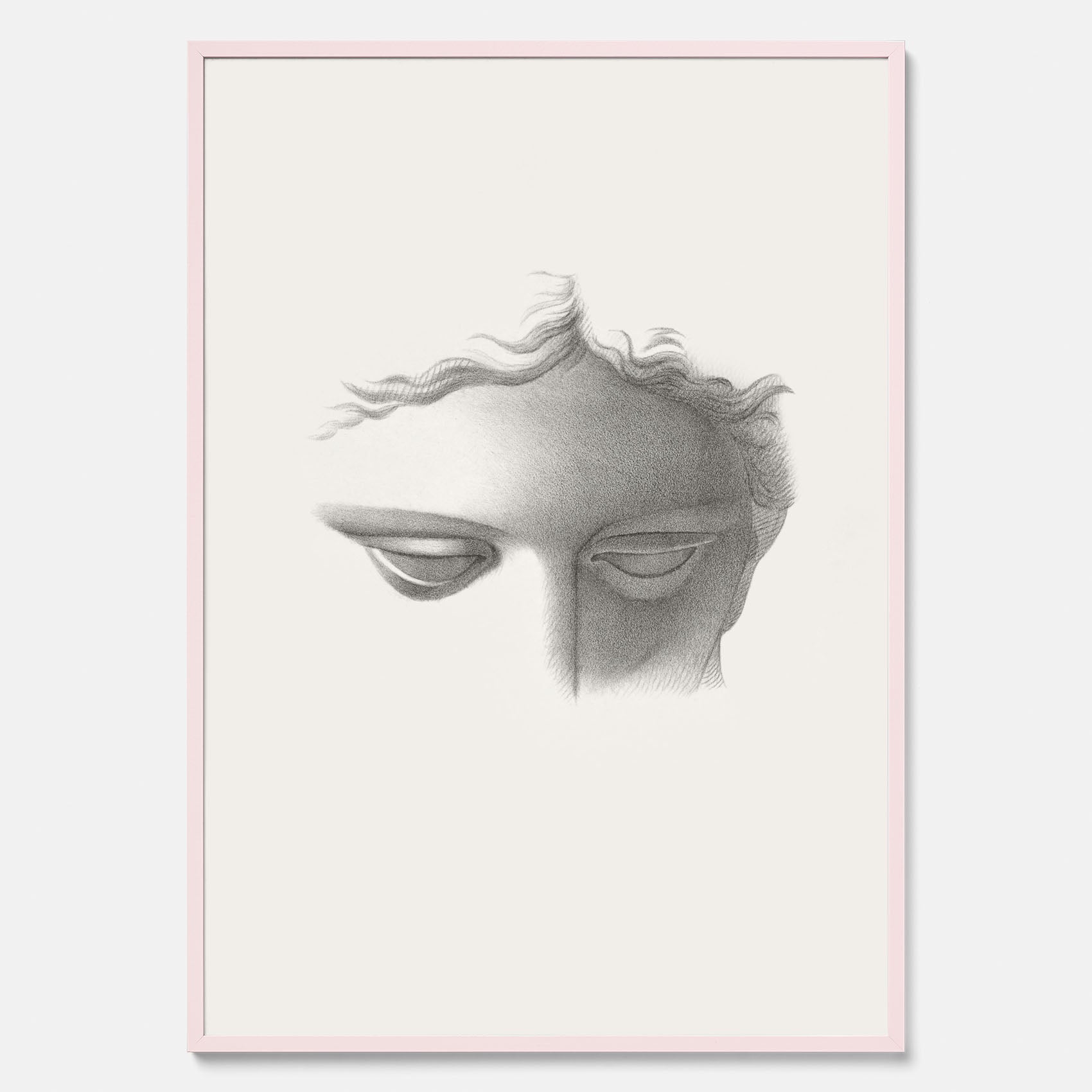 Vintageaffisch med en minimalistisk illustration av statyn Apollo di Belvedere av konstnären James Fuller Queen