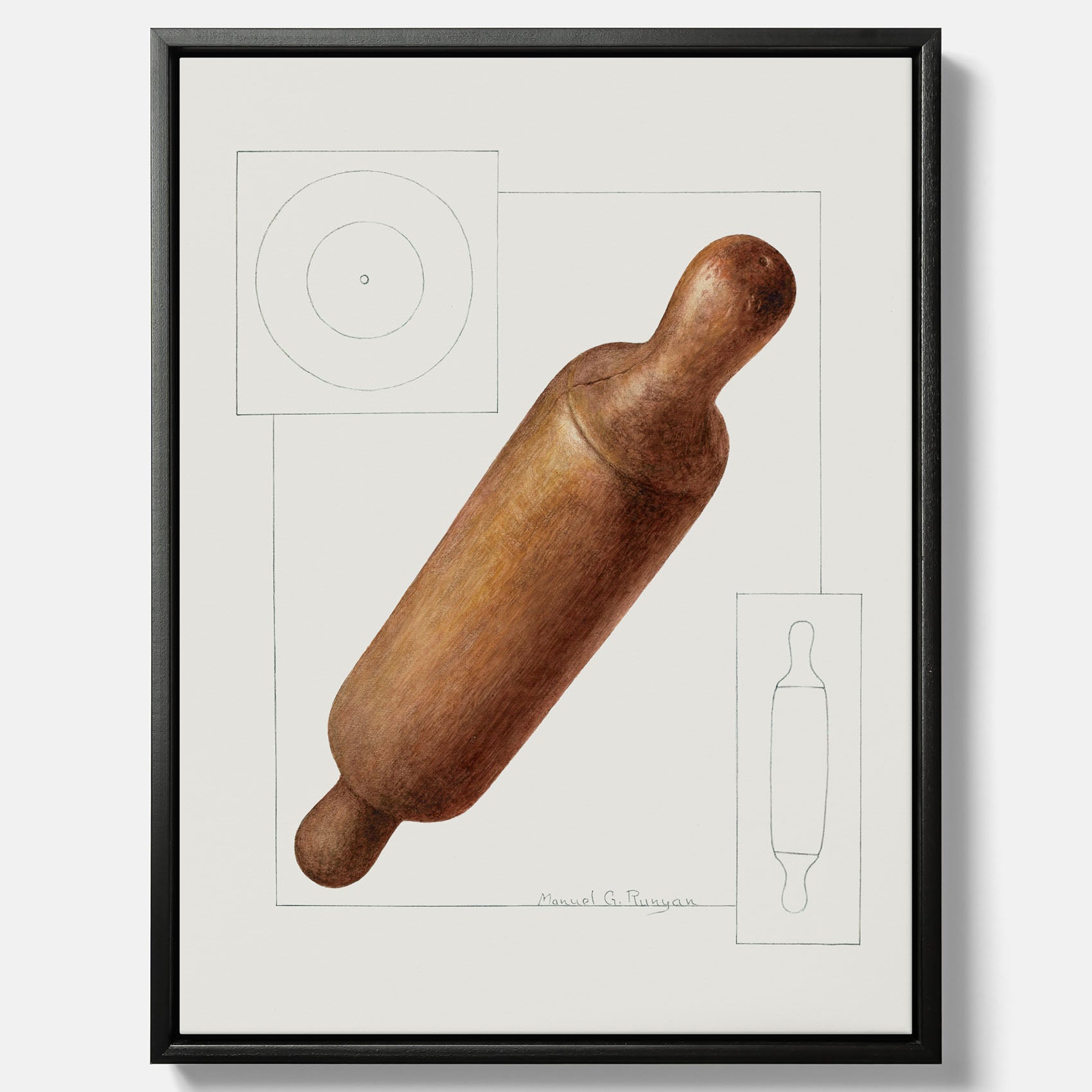 Kökstavla med en Degkavel canvas – Köksposter, tavla till kök med kavel, kökstavla, poster till kök