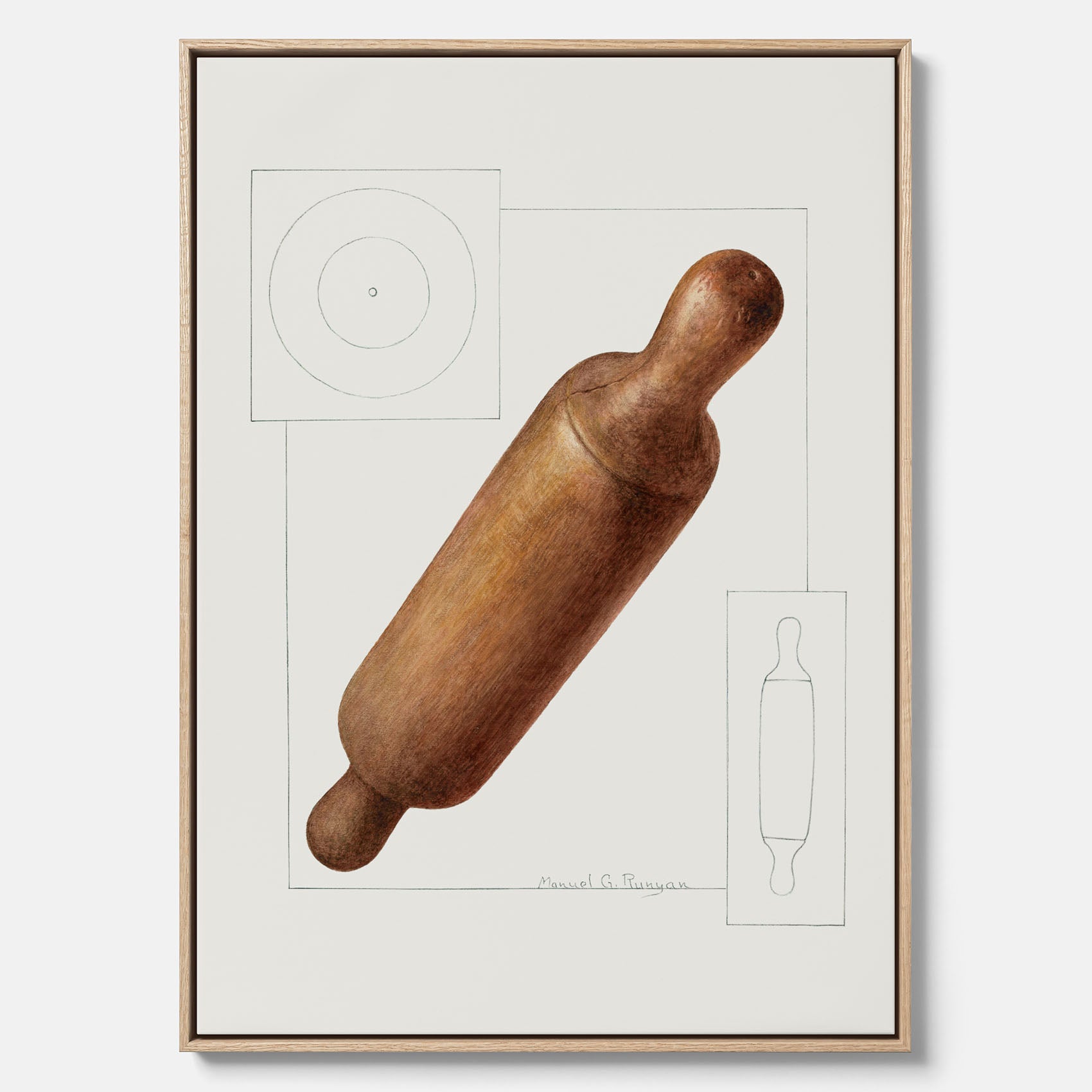 Kökstavla med en Degkavel canvas – Köksposter, tavla till kök med kavel, kökstavla, poster till kök