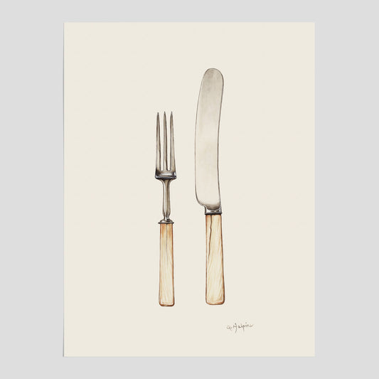 Kniv & Gaffel poster  – Köksposter, tavla till kök med bestick, kökstavla