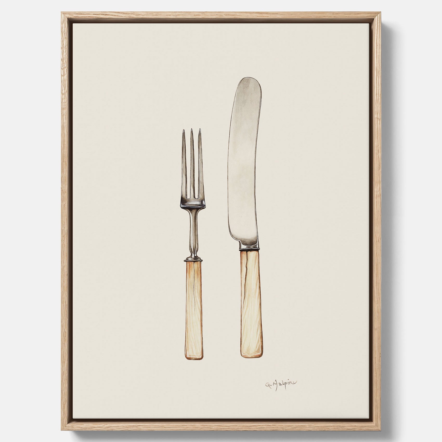 Canvastavla till kök med Kniv & Gaffel poster – Köksposter, tavla till kök med bestick, kökstavla, poster till kök