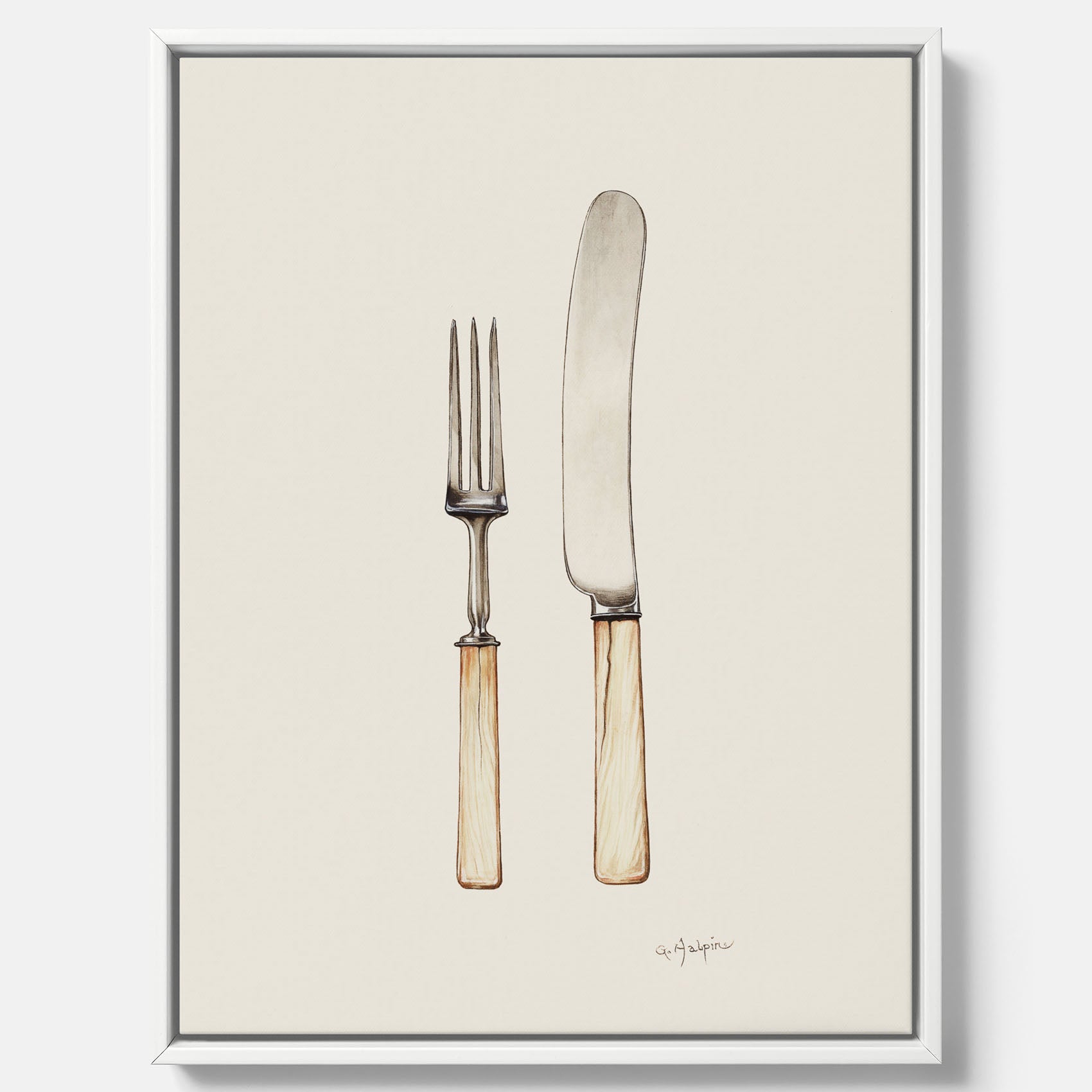 Canvastavla till kök med Kniv & Gaffel poster – Köksposter, tavla till kök med bestick, kökstavla, poster till kök