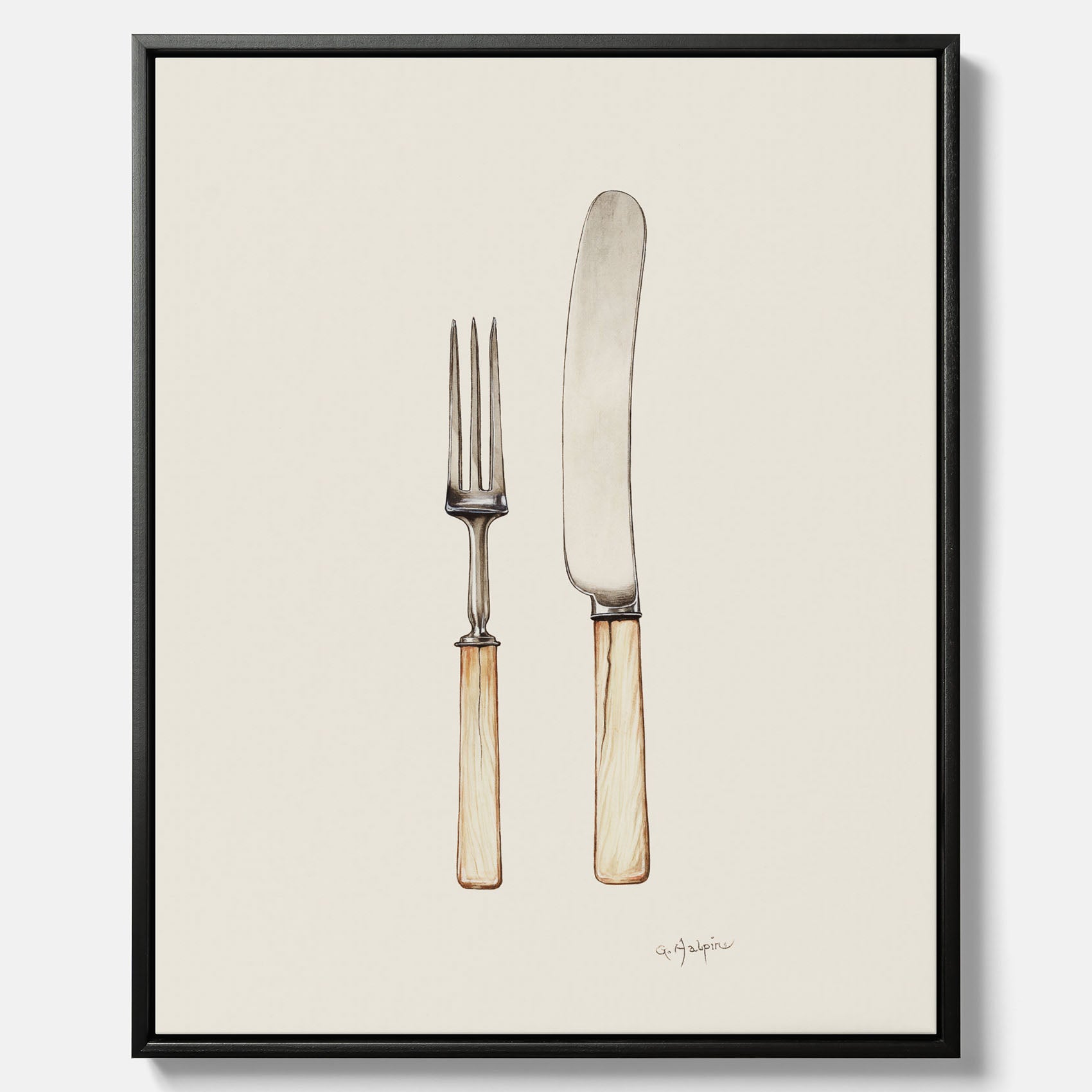 Canvastavla till kök med Kniv & Gaffel poster – Köksposter, tavla till kök med bestick, kökstavla, poster till kök