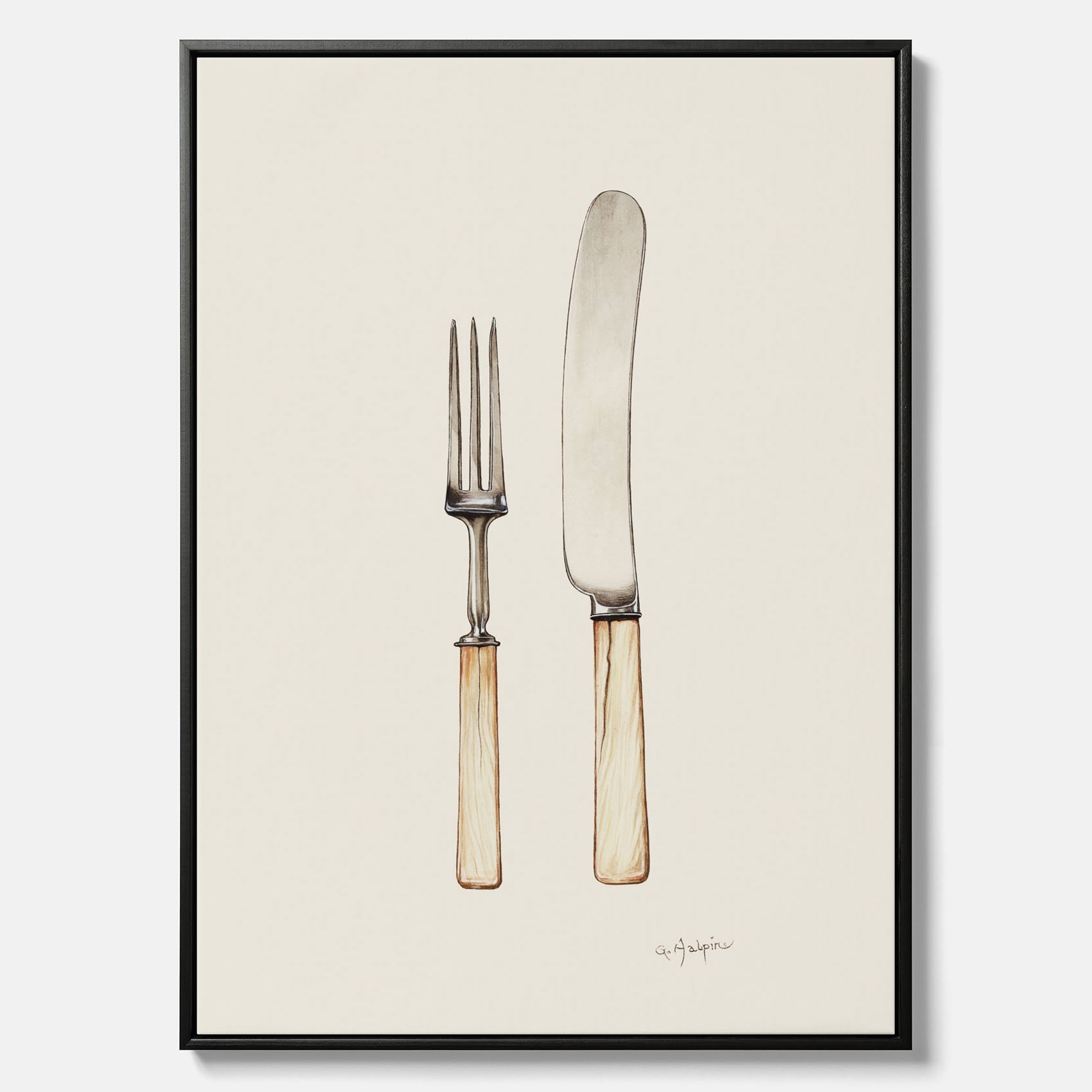 Canvastavla till kök med Kniv & Gaffel poster – Köksposter, tavla till kök med bestick, kökstavla, poster till kök