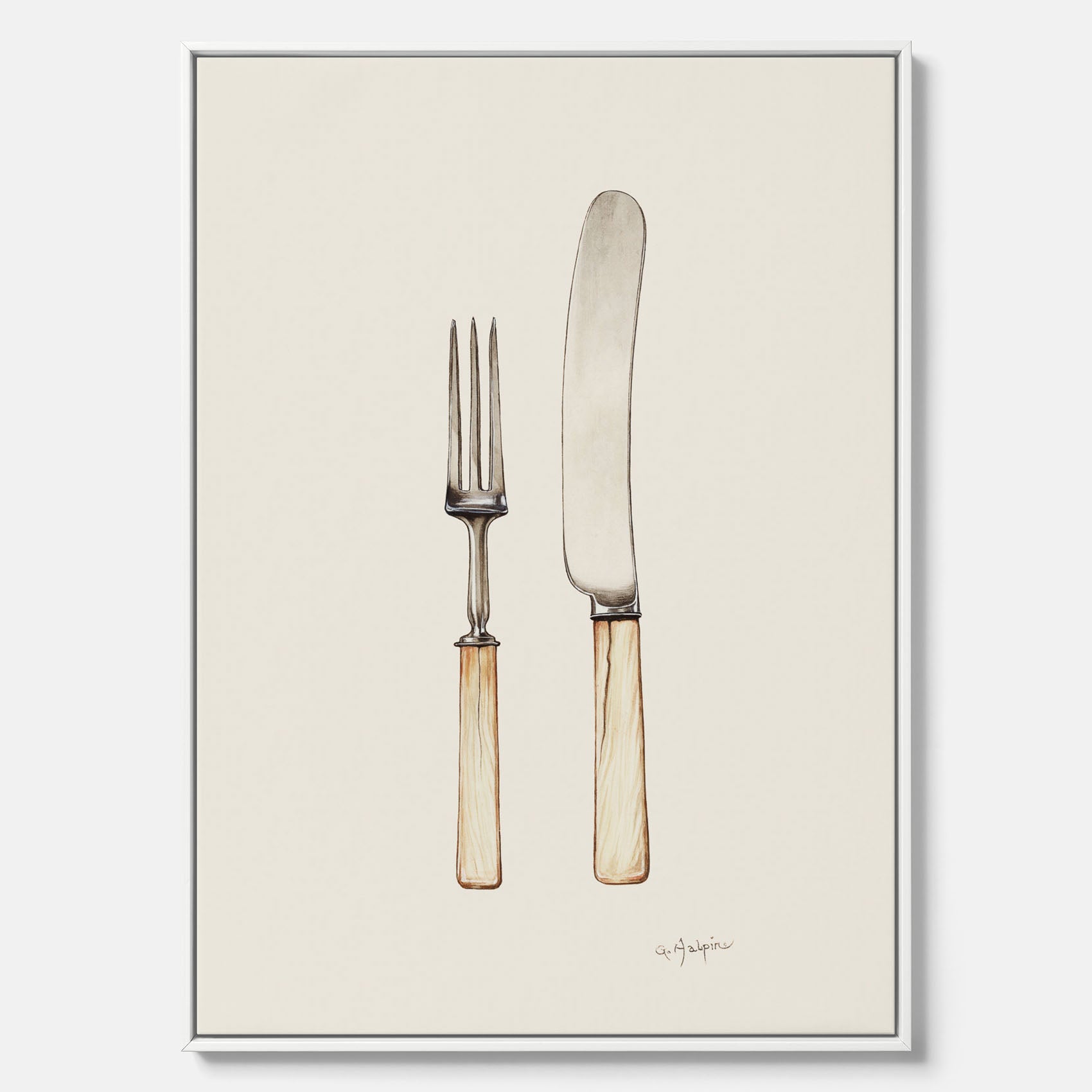 Canvastavla till kök med Kniv & Gaffel poster – Köksposter, tavla till kök med bestick, kökstavla, poster till kök