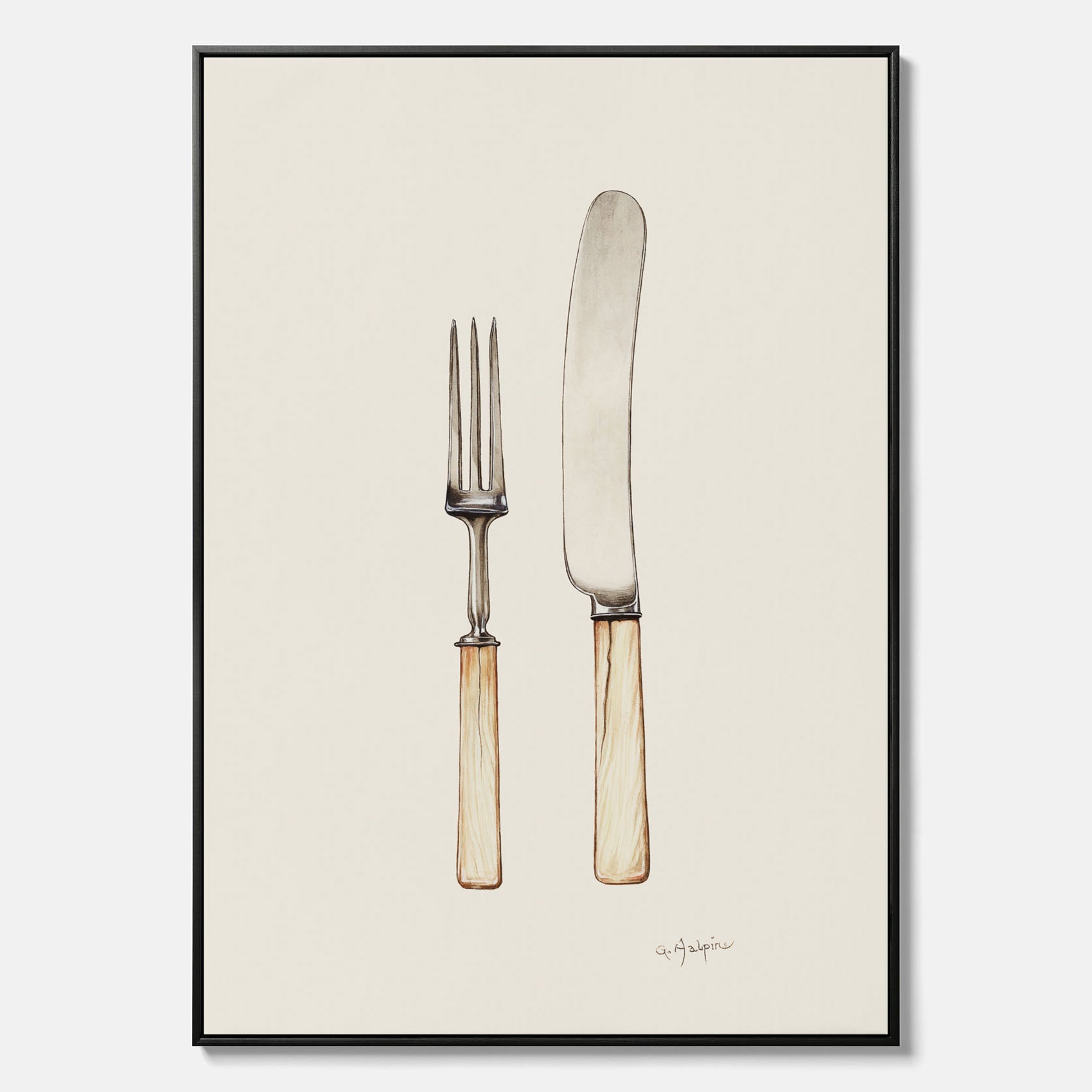 Canvastavla till kök med Kniv & Gaffel poster – Köksposter, tavla till kök med bestick, kökstavla, poster till kök