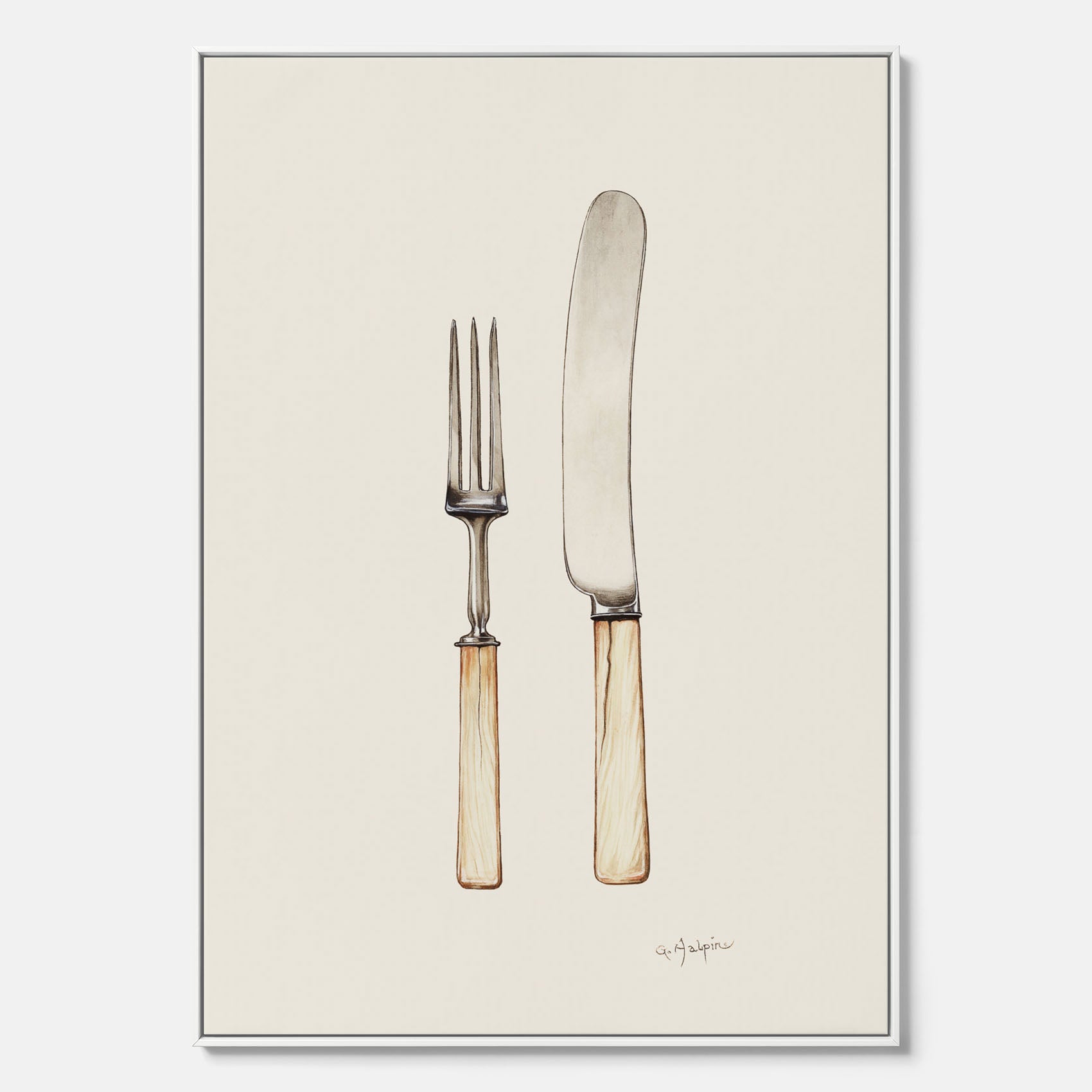Canvastavla till kök med Kniv & Gaffel poster – Köksposter, tavla till kök med bestick, kökstavla, poster till kök