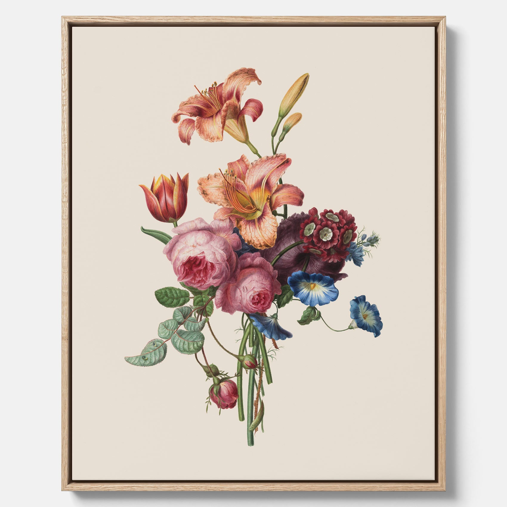 Vintagecanvas som visar en vacker illustration av en bukett blommor som är skapad av konstnären Henriëtte Geertruida Knip