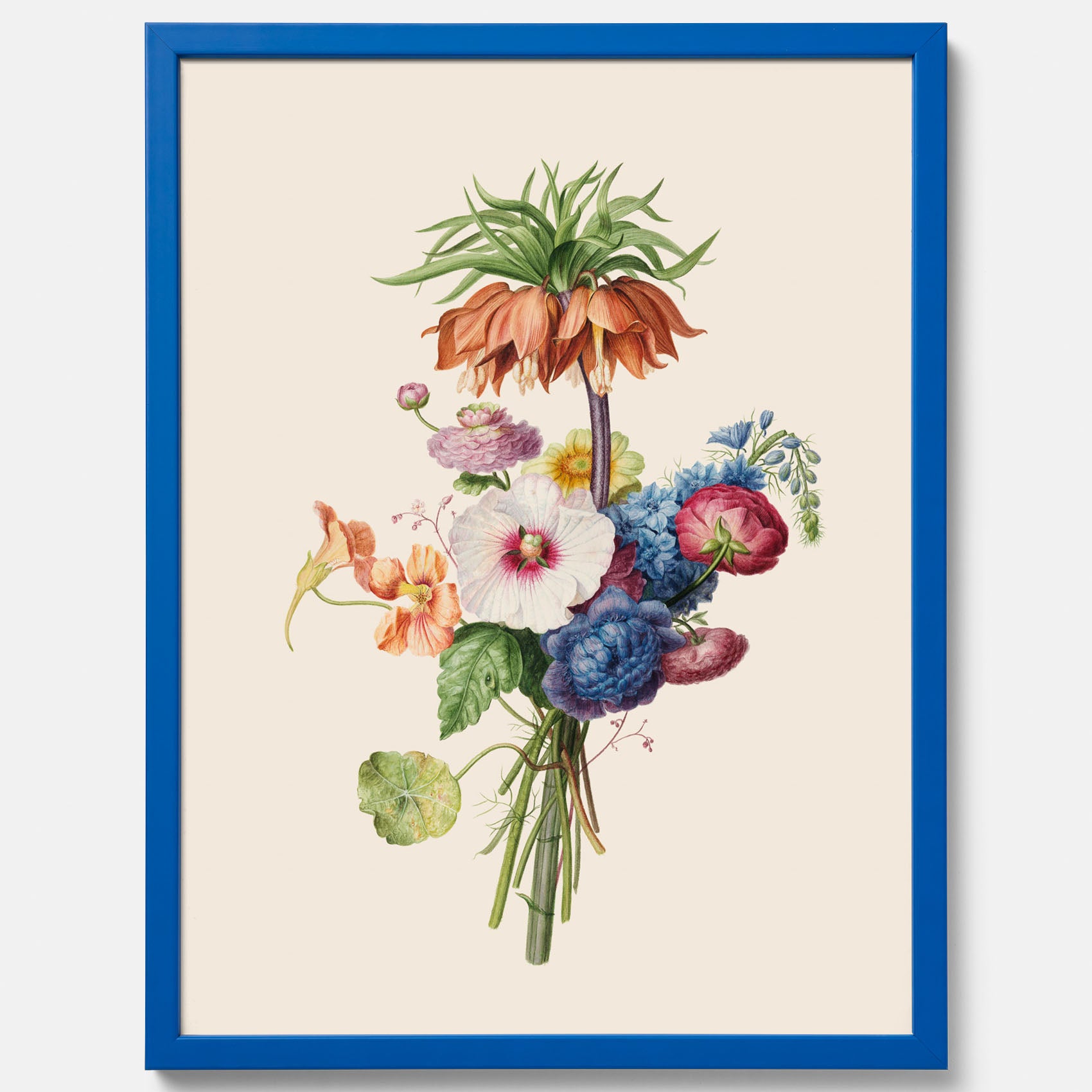 Vintageposter som visar en vacker illustration av en bukett blommor, skapad av den nederländska konstnären Henriëtte Geertruida Knip