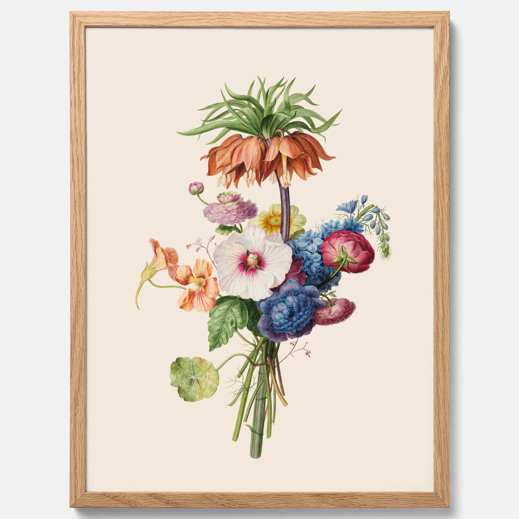 Vintageposter som visar en vacker illustration av en bukett blommor, skapad av den nederländska konstnären Henriëtte Geertruida Knip