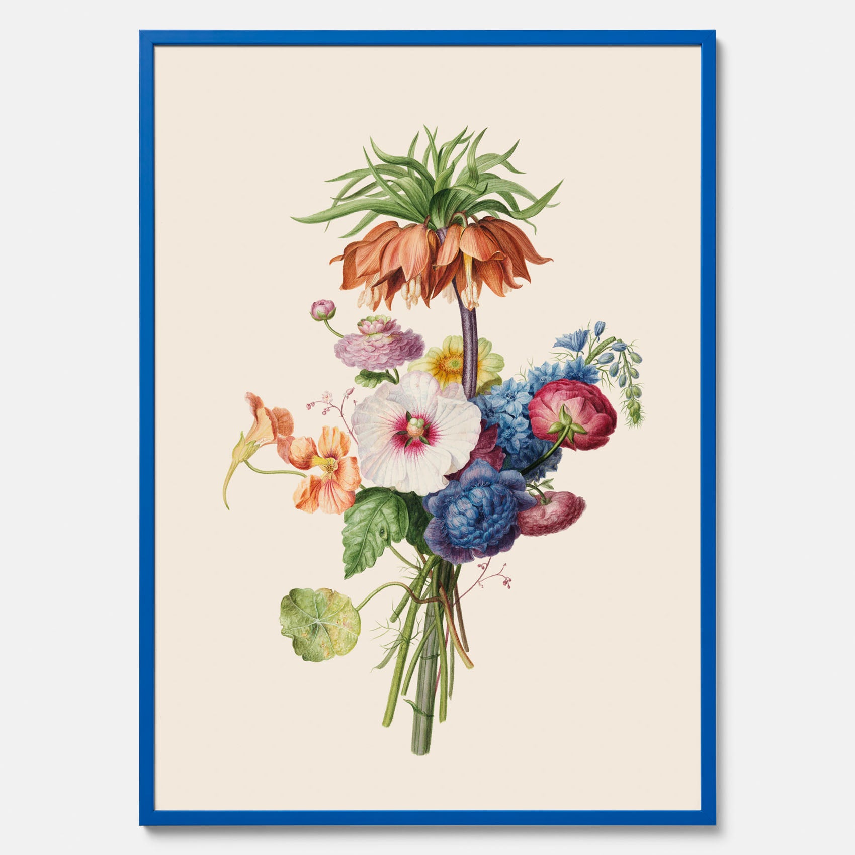 Vintageposter som visar en vacker illustration av en bukett blommor, skapad av den nederländska konstnären Henriëtte Geertruida Knip