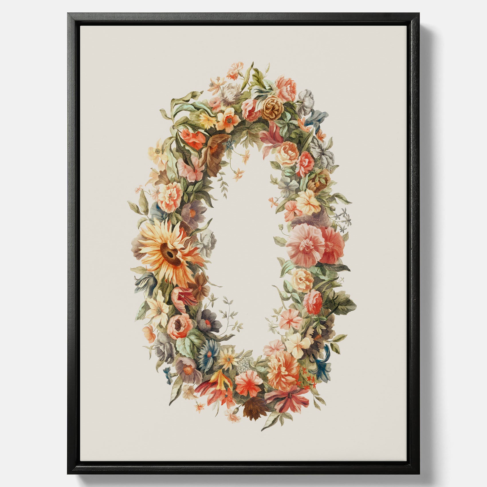 Blomkrans canvastavla – Botanisk poster, vintageposter med blommor, midsommar