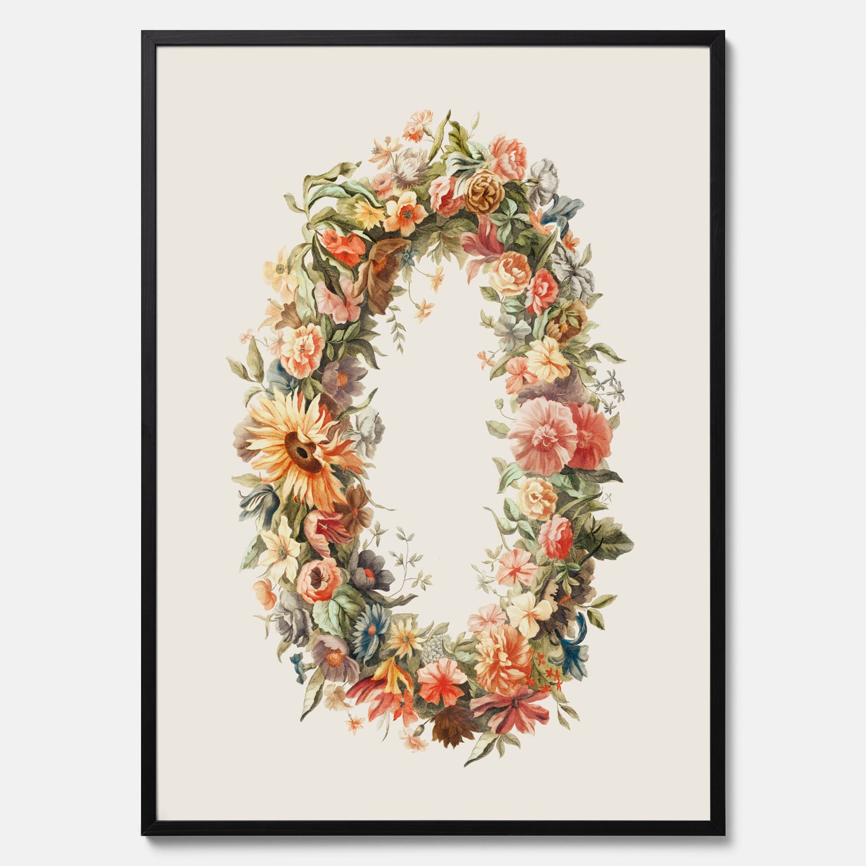 Blomkrans poster – Botanisk poster, vintageposter med blommor, midsommar