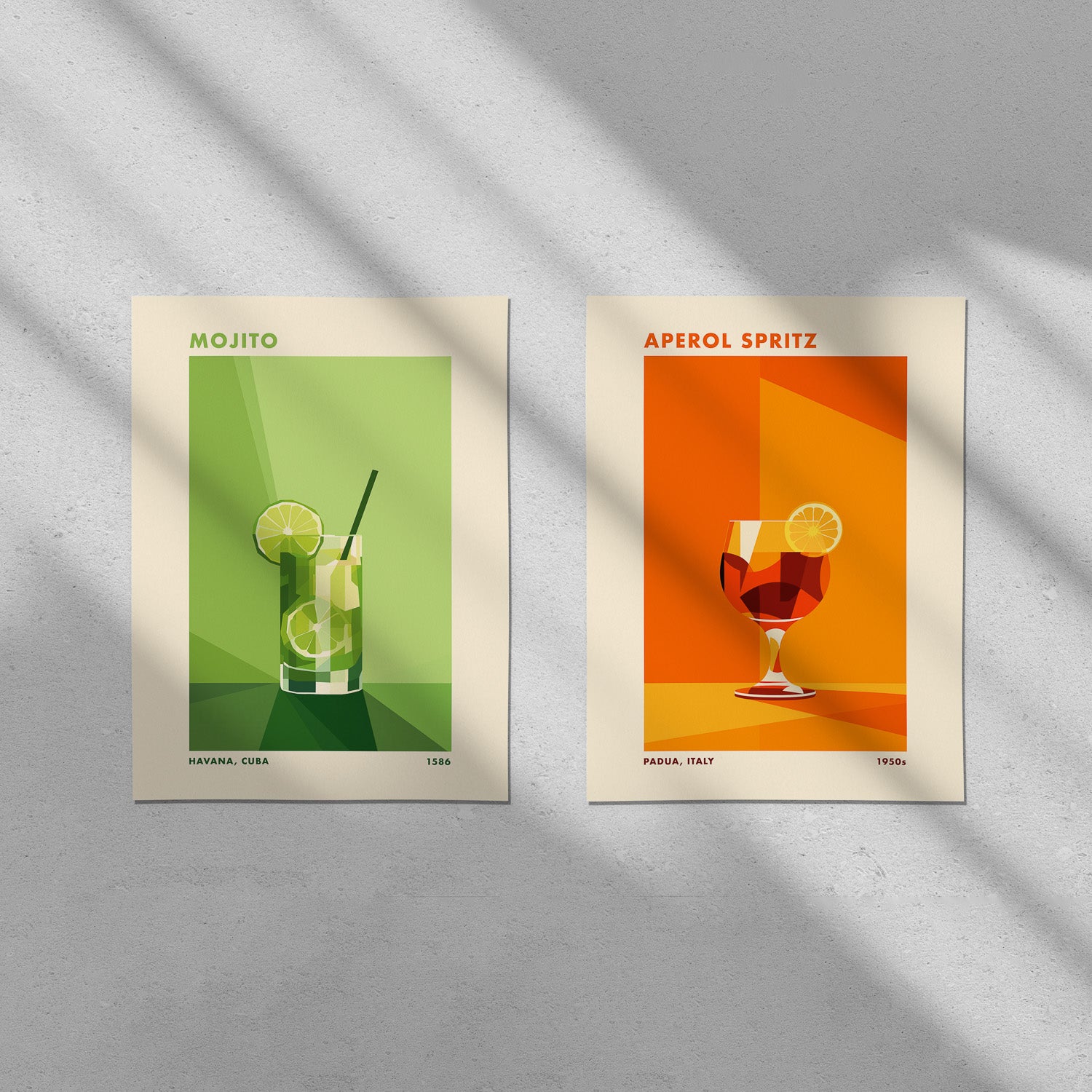 Vintageposters med Mojito och Aperol Spritz