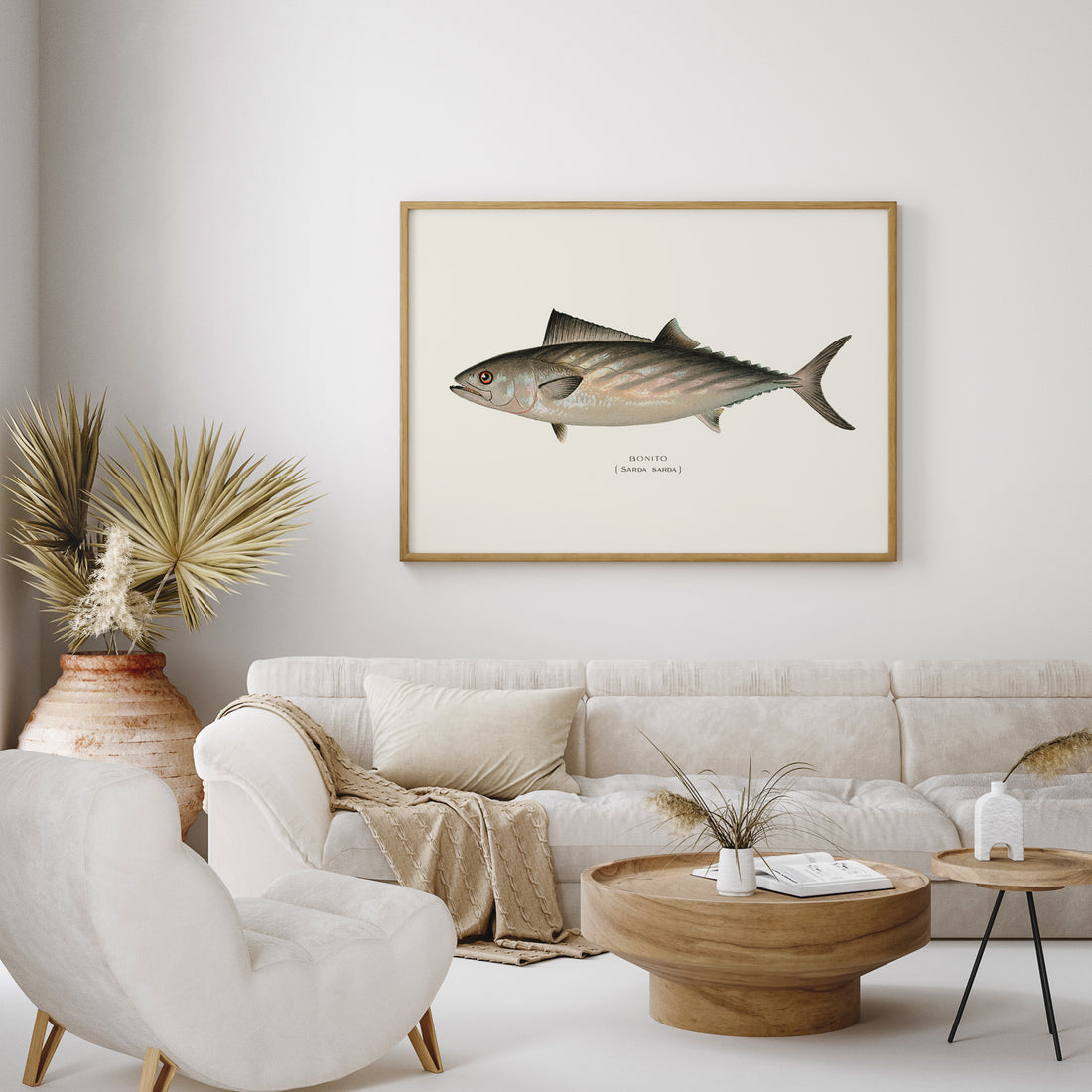 Kökstavla med Ryggstrimmig pelamid poster – Plansch med fisk, fiskposter, fisktavla, köksposter, tavla till kök, poster till kök