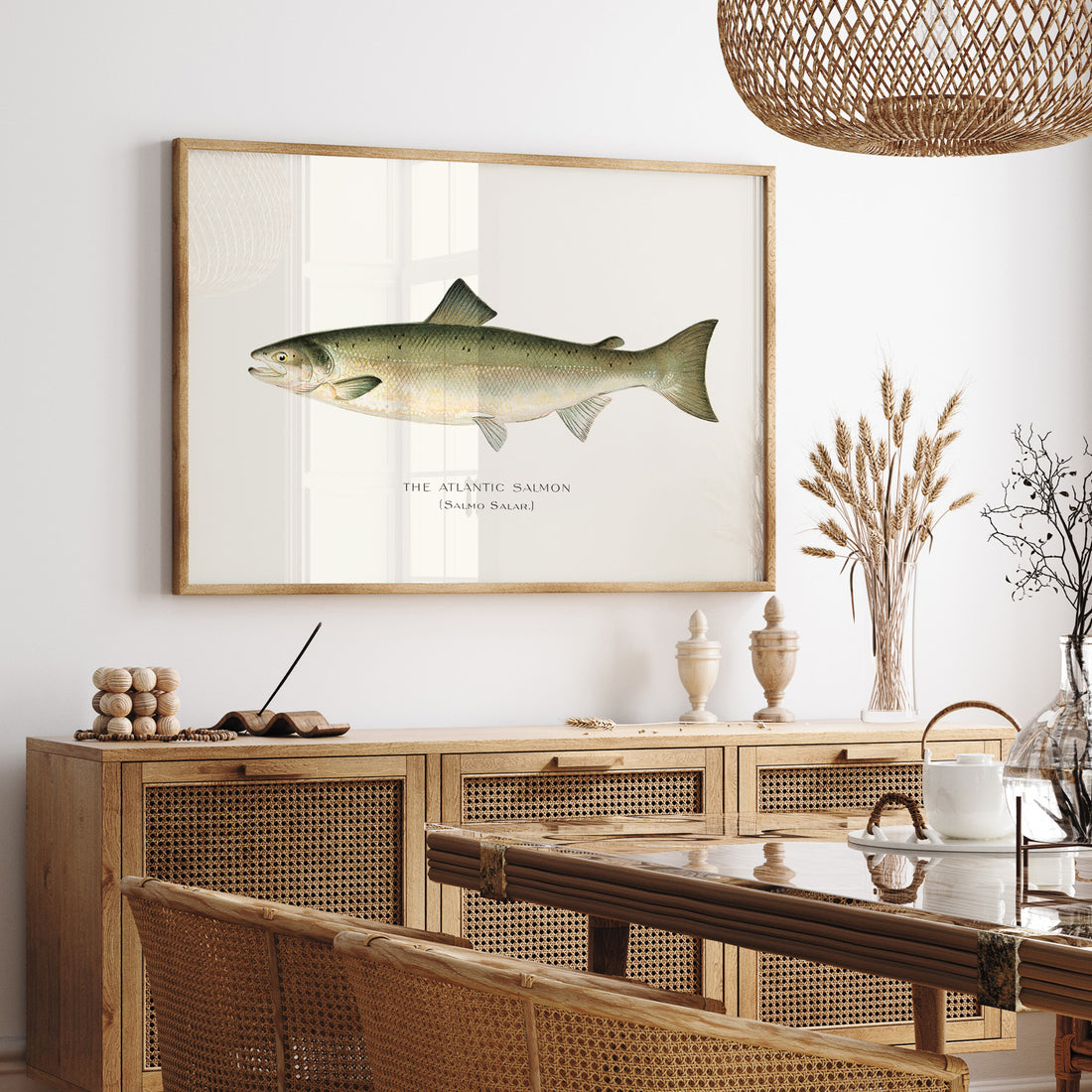 Kökstavla med Atlantlax poster – Plansch med fisk, fiskposter, tavla med fisk, poster till kök, köksposter, tavla till kök