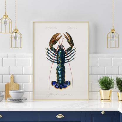 Kökstavla med Hummer poster till kök, hummerposter, skaldjur, köksposter, tavla till kök