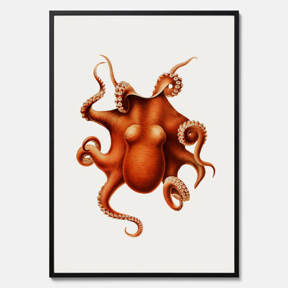 Kökstavla med en Bläckfisk Poster – Färgglad affisch med en djurillustration, köksposter, tavla till kök, poster till kök
