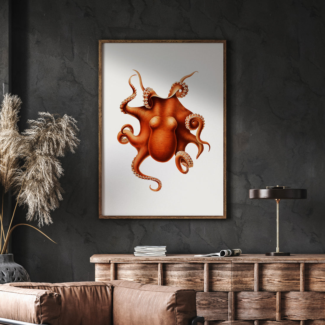 Kökstavla med en Bläckfisk Poster – Färgglad affisch med en djurillustration, köksposter, tavla till kök, poster till kök