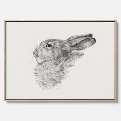 Vintageposter som föreställer en svartvit illustration av en kanin canvas