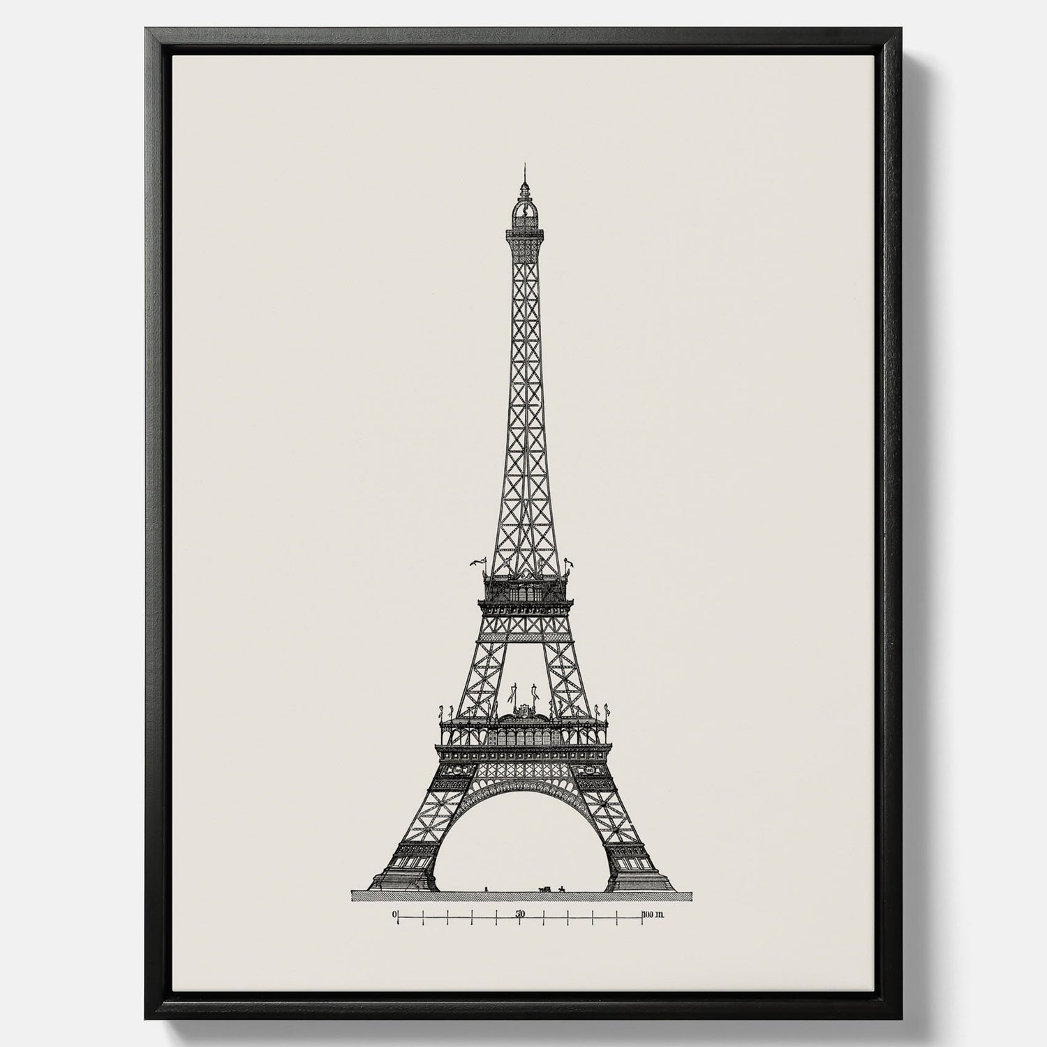 Tavla i canvas med en Vintageposter med en illustration av Eiffeltornet i Paris – Arkitektur poster