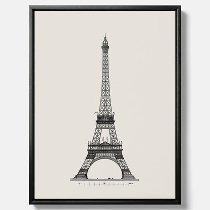 Tavla i canvas med en Vintageposter med en illustration av Eiffeltornet i Paris – Arkitektur poster