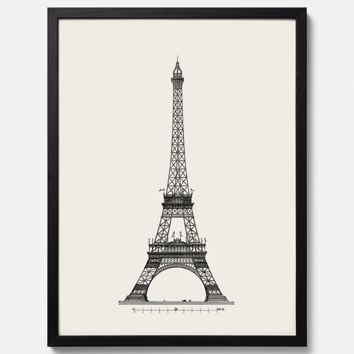 Tavla med en Vintageposter med en illustration av Eiffeltornet i Paris – Arkitektur poster