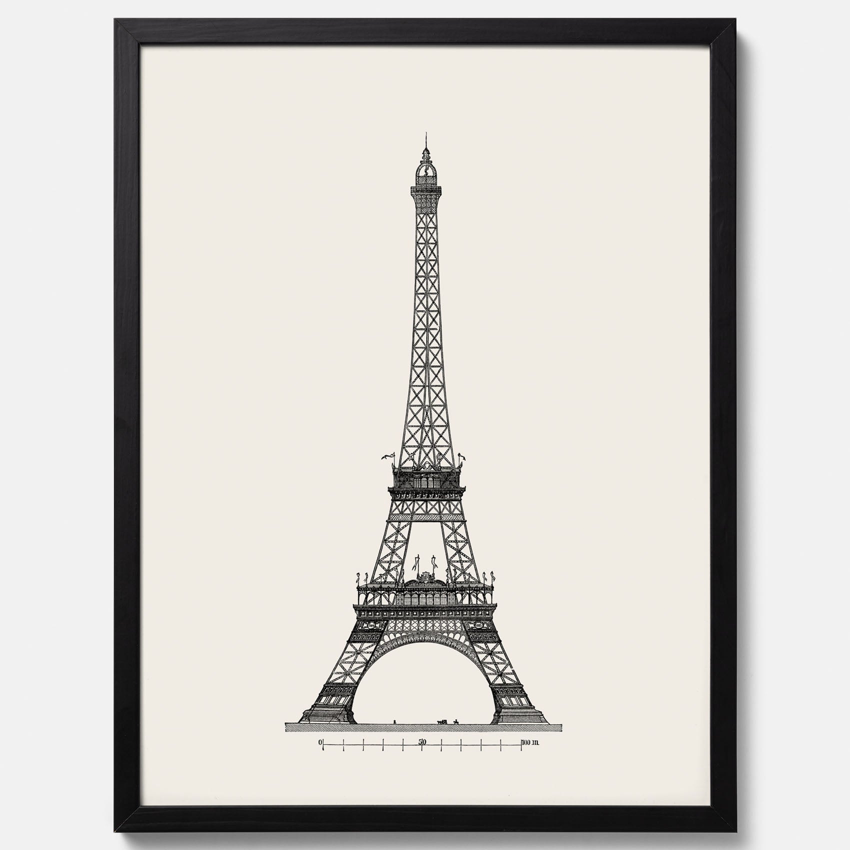 Tavla med en Vintageposter med en illustration av Eiffeltornet i Paris – Arkitektur poster