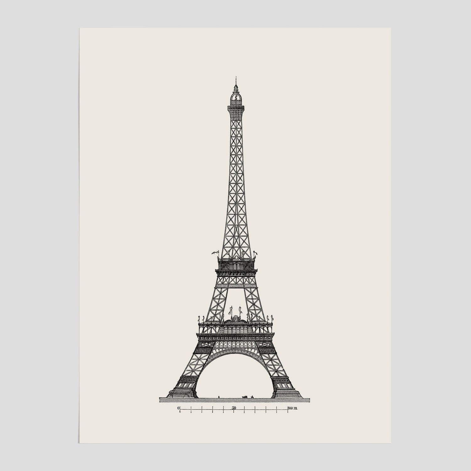Vintageposter med en illustration av Eiffeltornet i Paris – Arkitektur poster