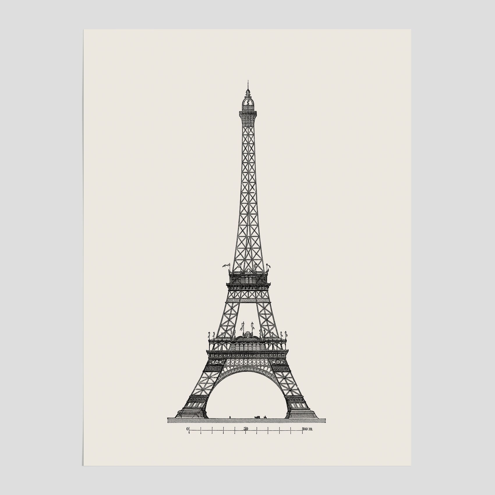 Vintageposter med en illustration av Eiffeltornet i Paris – Arkitektur poster