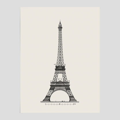 Vintageposter med en illustration av Eiffeltornet i Paris – Arkitektur poster