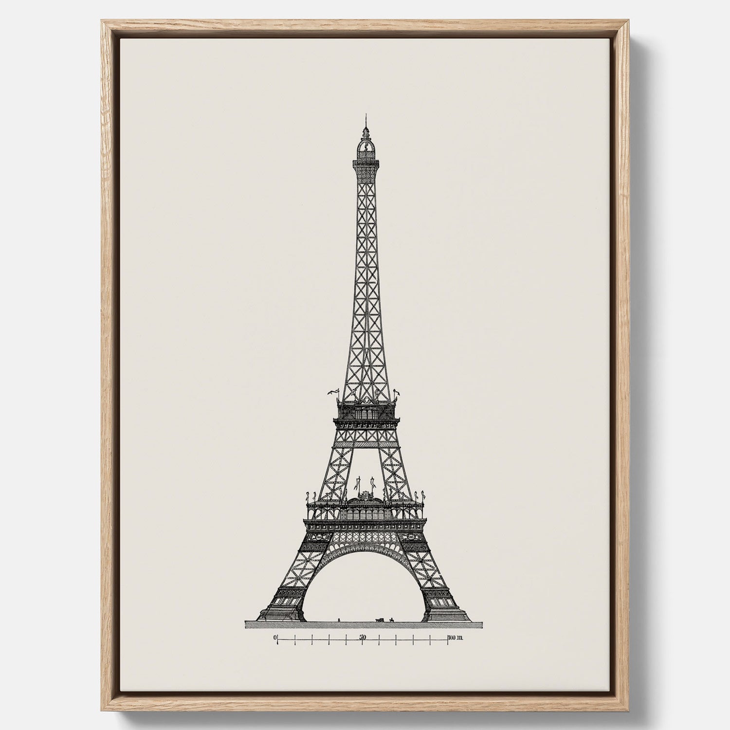 Tavla i canvas med en Vintageposter med en illustration av Eiffeltornet i Paris – Arkitektur poster