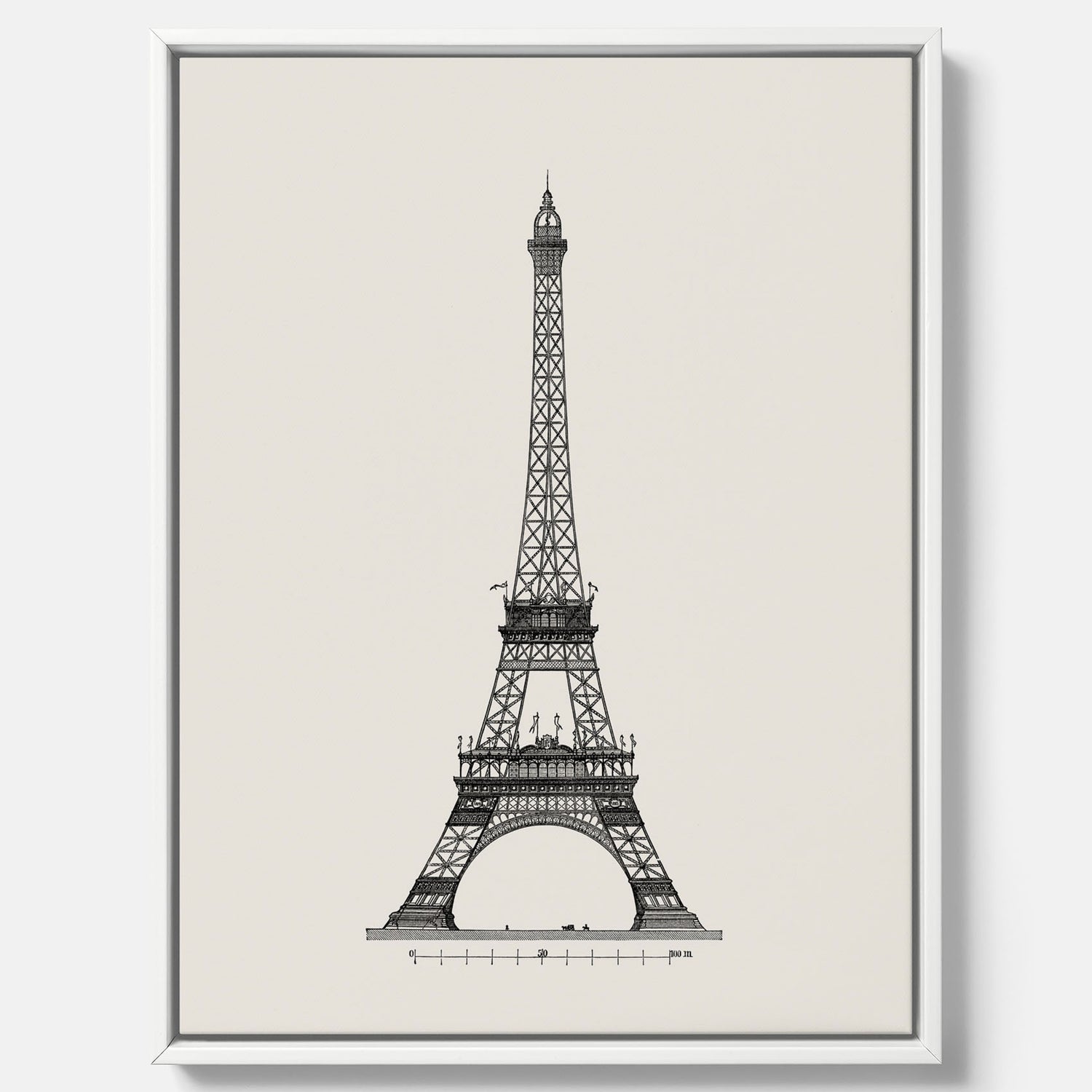 Tavla i canvas med en Vintageposter med en illustration av Eiffeltornet i Paris – Arkitektur poster