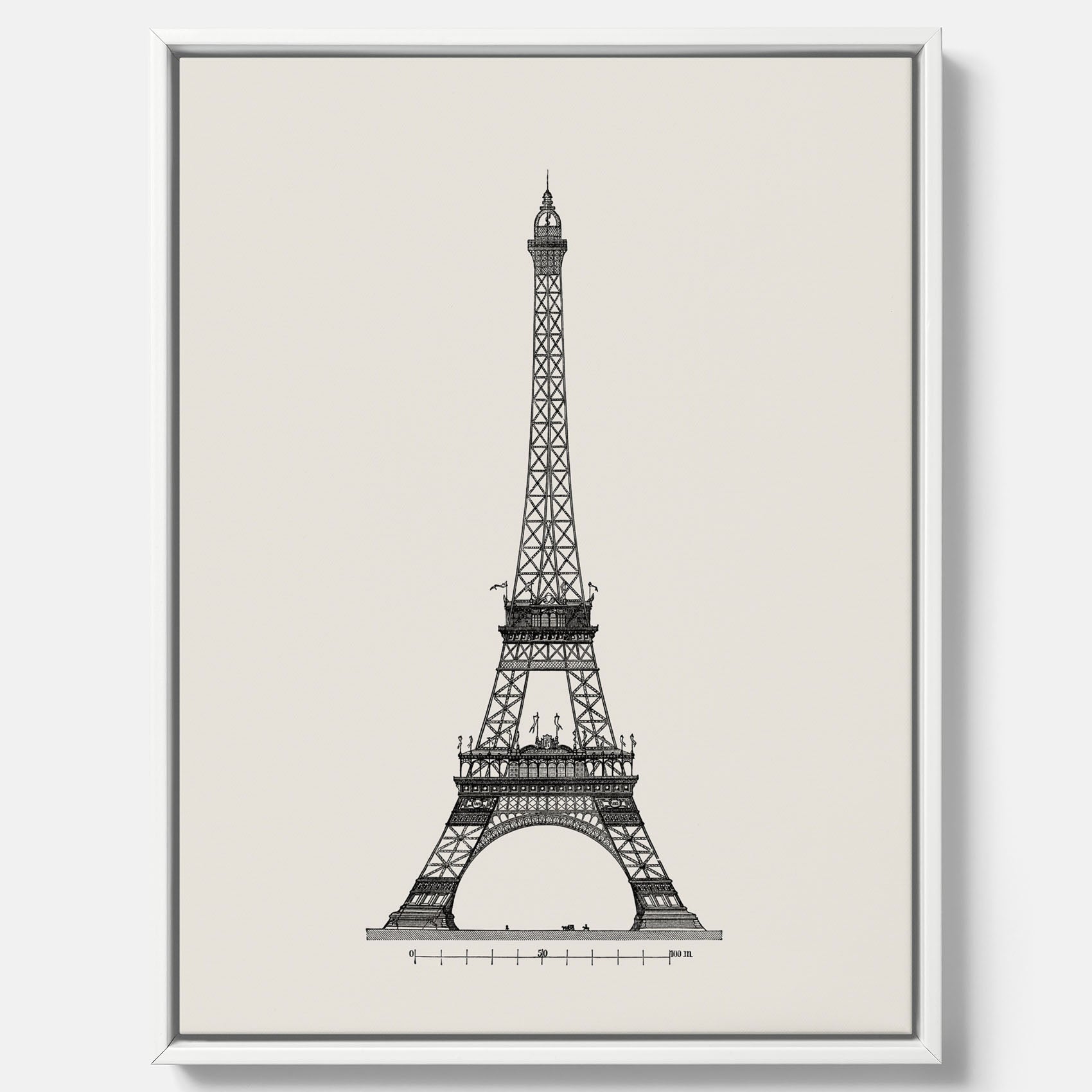 Tavla i canvas med en Vintageposter med en illustration av Eiffeltornet i Paris – Arkitektur poster