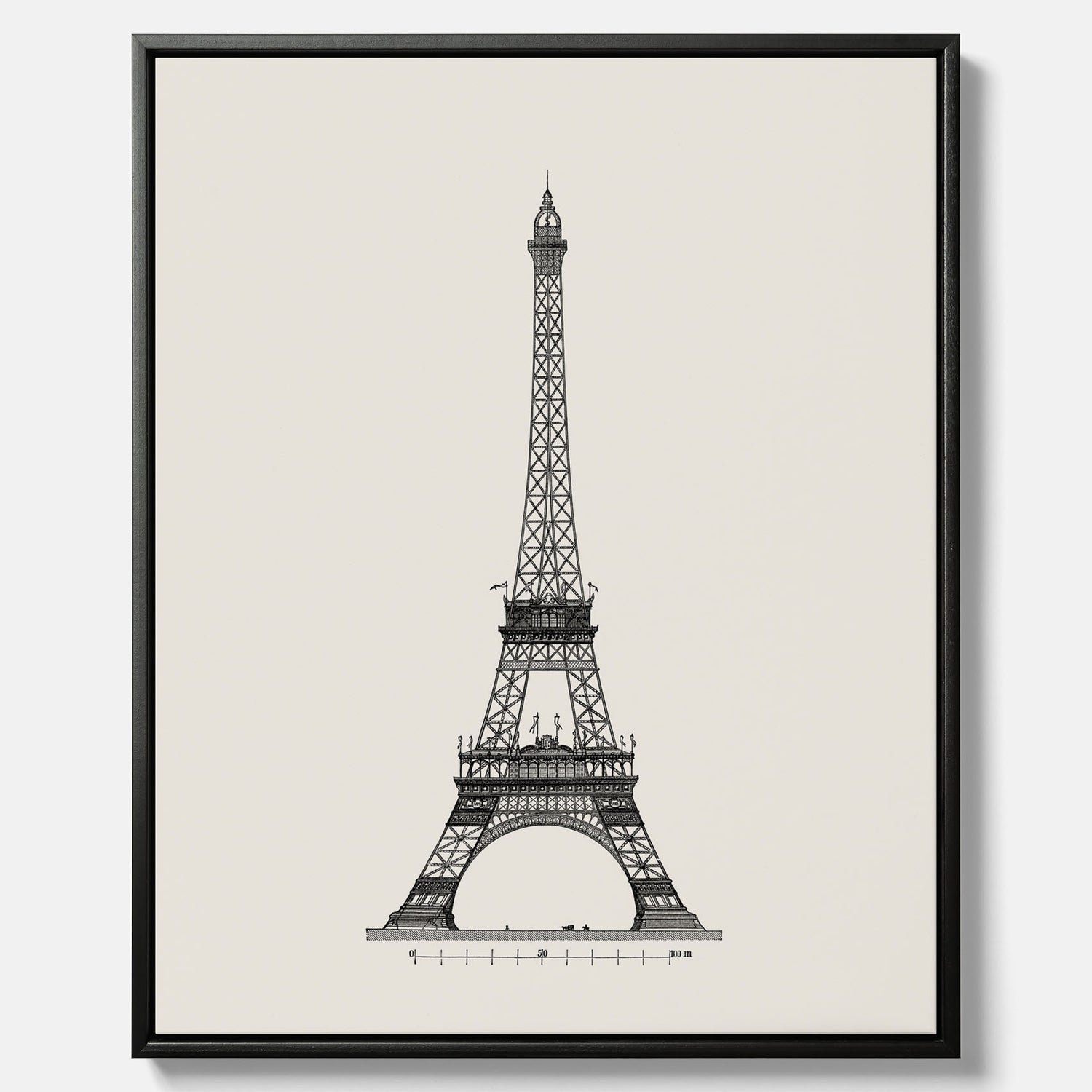 Tavla i canvas med en Vintageposter med en illustration av Eiffeltornet i Paris – Arkitektur poster