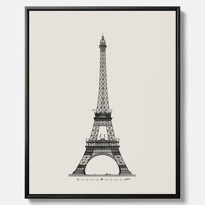Tavla i canvas med en Vintageposter med en illustration av Eiffeltornet i Paris – Arkitektur poster