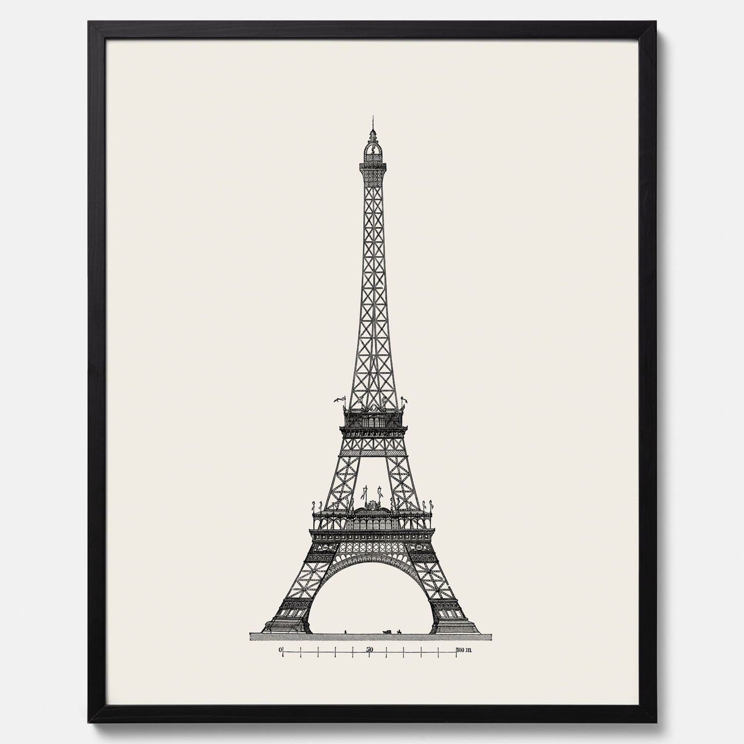 Tavla med en Vintageposter med en illustration av Eiffeltornet i Paris – Arkitektur poster