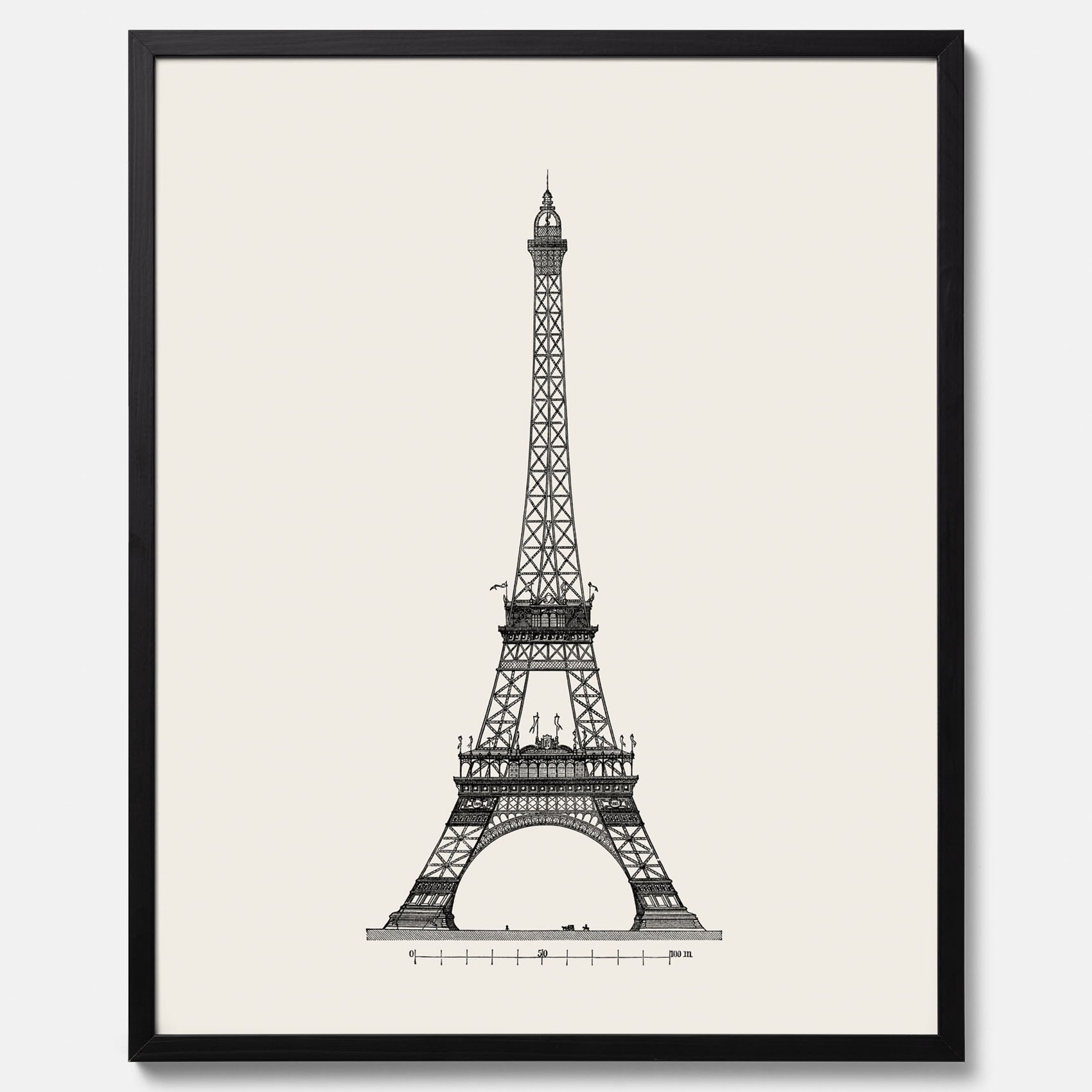 Tavla med en Vintageposter med en illustration av Eiffeltornet i Paris – Arkitektur poster